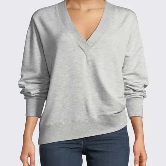Rag & Bone Flora V-Neck Long-Sleeve Pullover, Gray, Women’s Size S/P - Picture 1 of 6